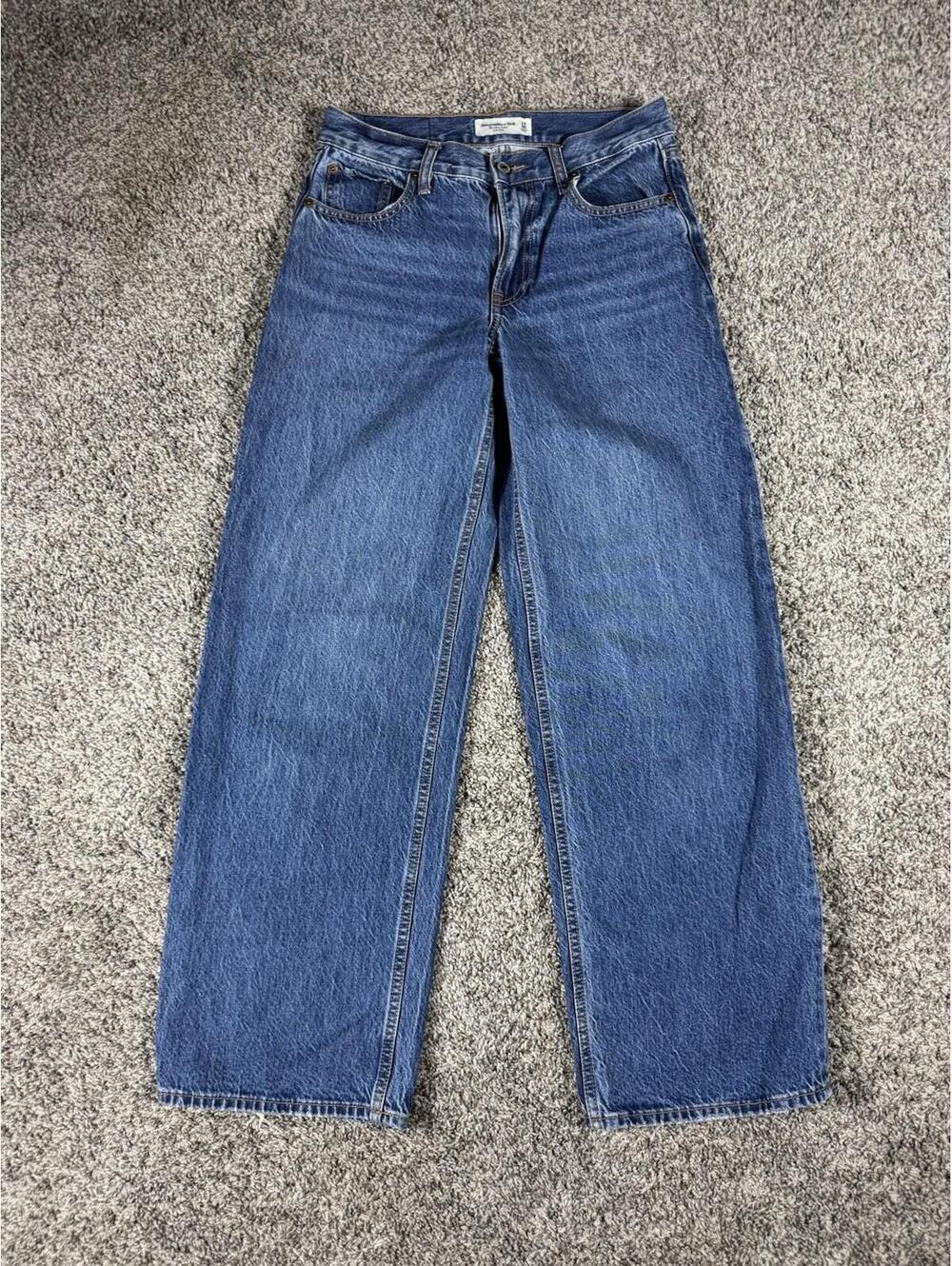 Abercrombie Fitch The Wide Leg High Rise Jean Size 24/00 Baggy Preppy - Picture 2 of 9
